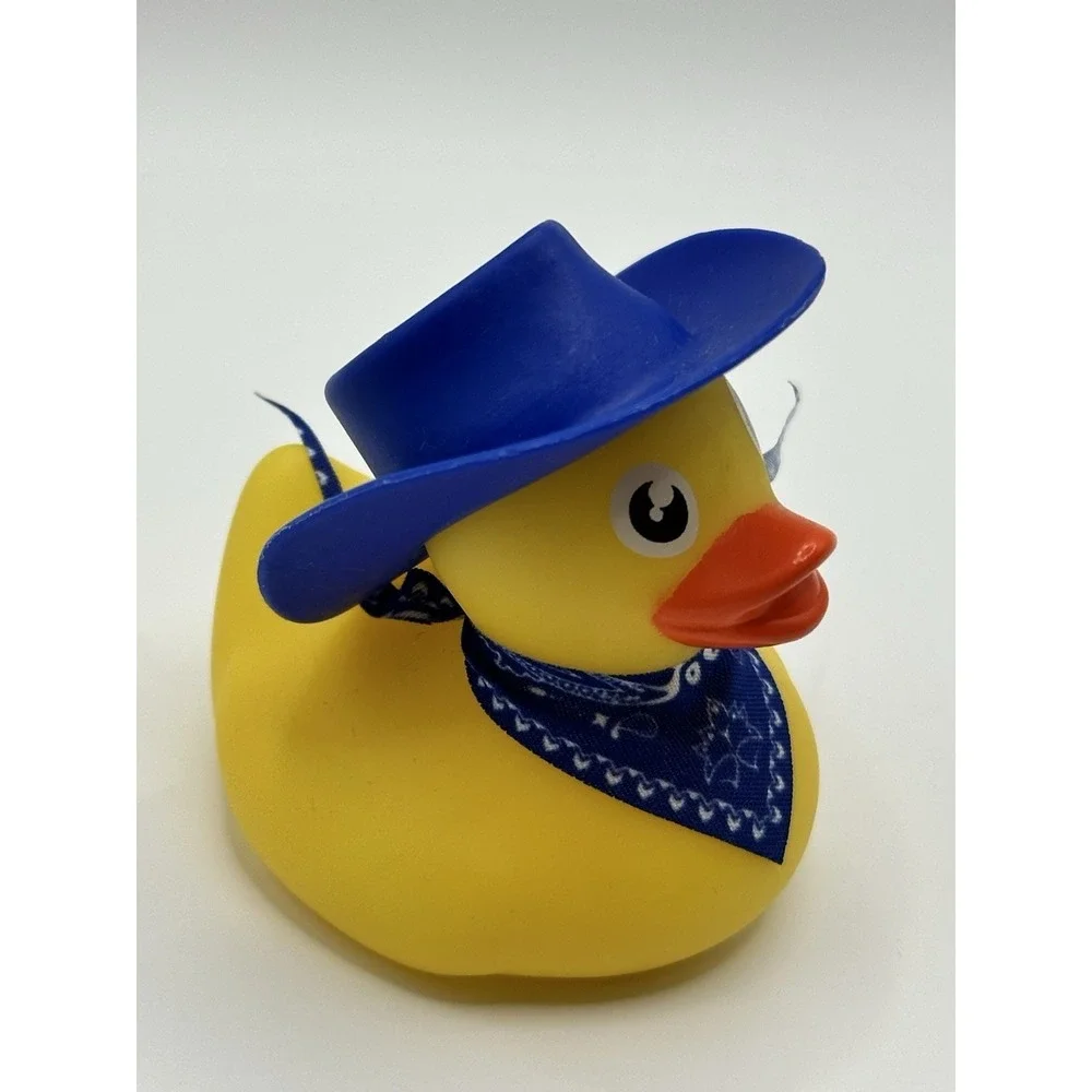 Rubber Duck Cowboy Hat Bandana Bath Toy Yellow 2.5 inches New